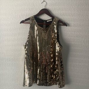 Gold sequins black top